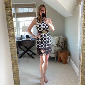 Tory, Burch, brown and white cotton mini dress